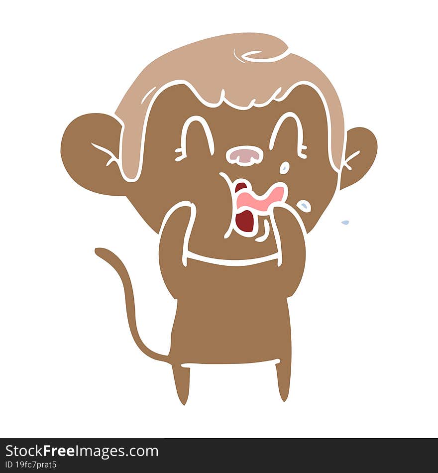 Crazy Flat Color Style Cartoon Monkey