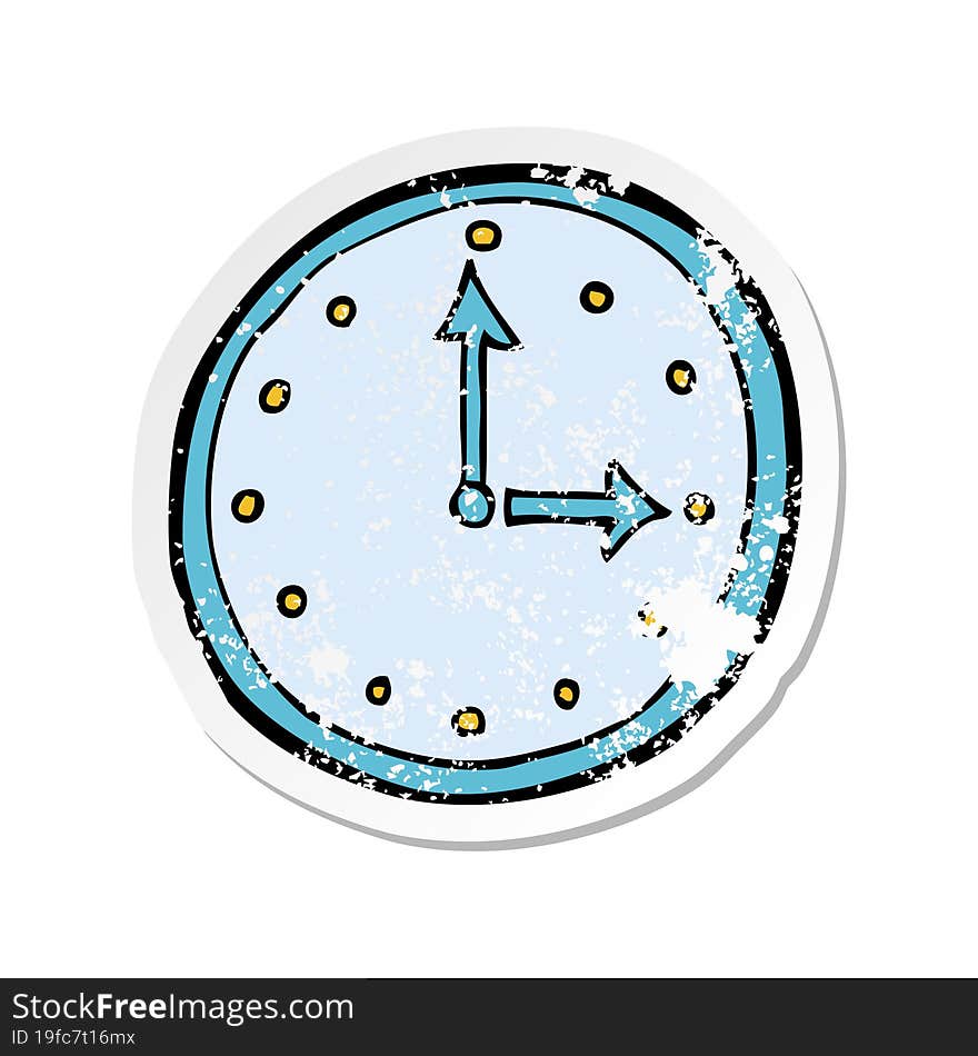 retro distressed sticker of a cartoon clock symbol