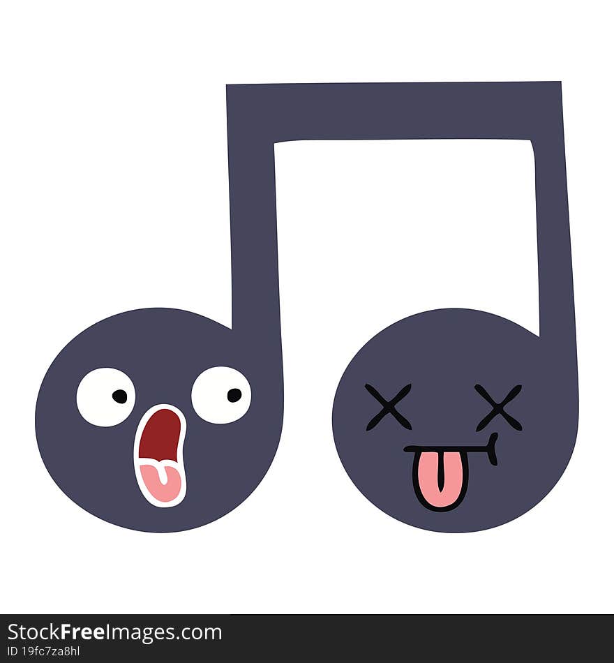 flat color retro cartoon musical note