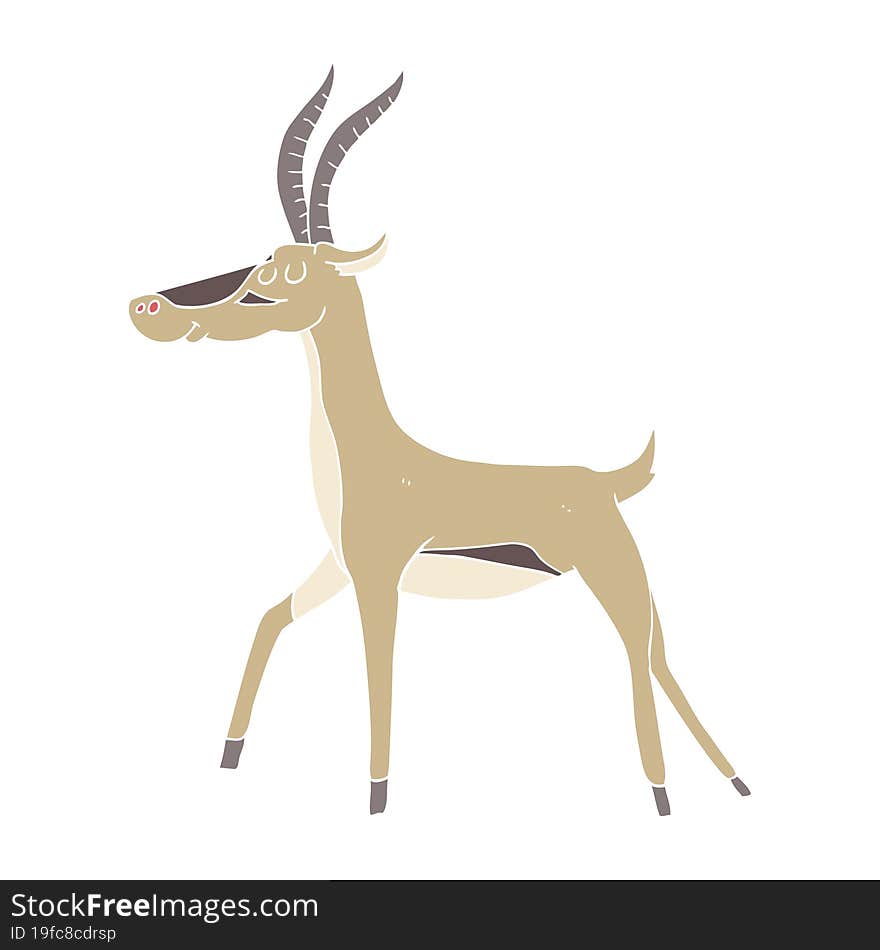 flat color illustration of a cartoon gazelle