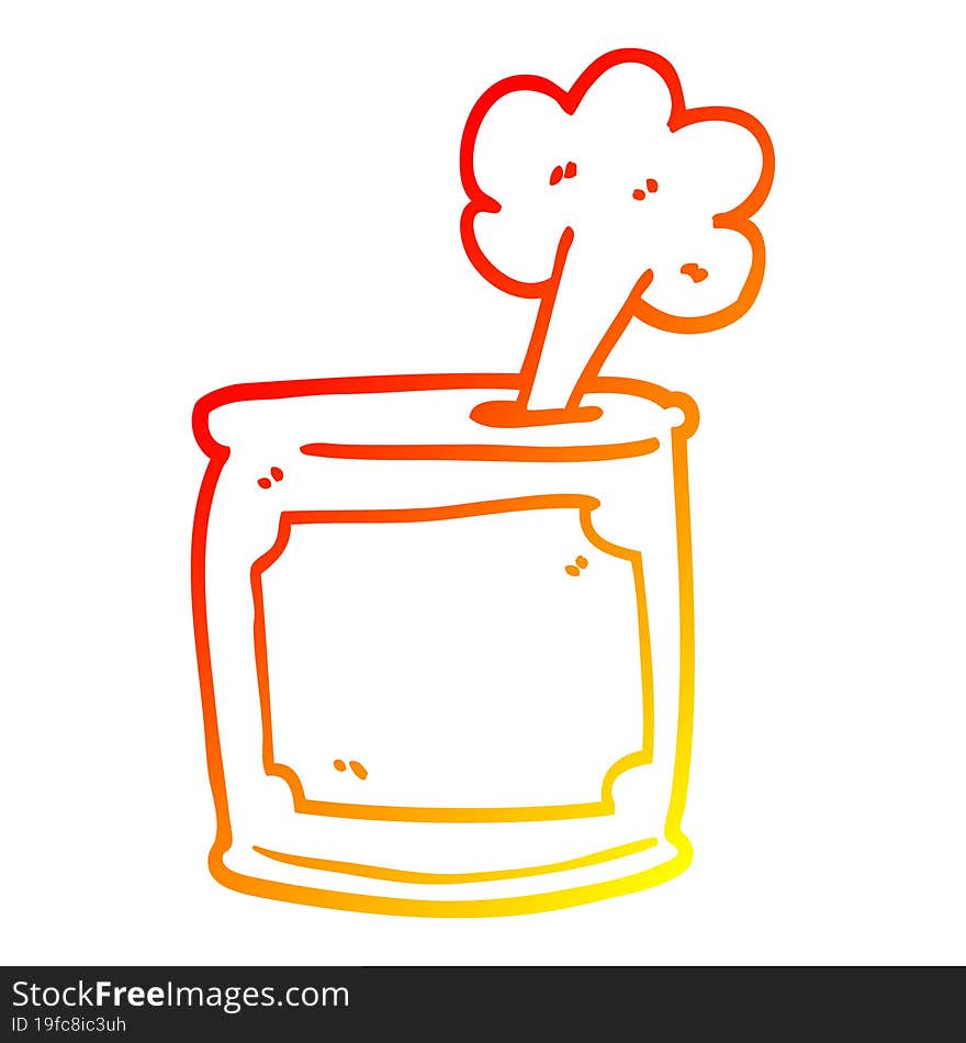 warm gradient line drawing cartoon can of food being opened