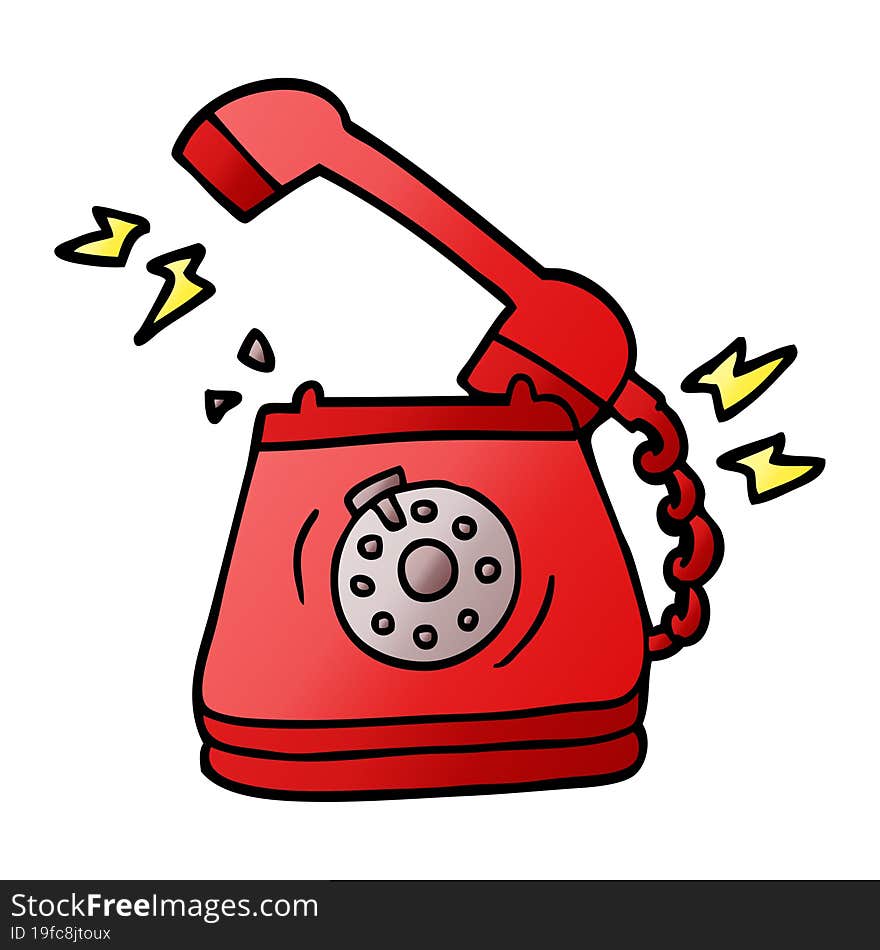 cartoon doodle old rotary dial telephone