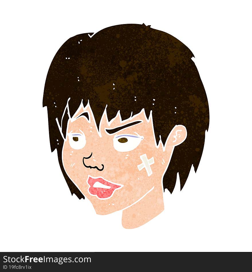 cartoon woman with plaster on face