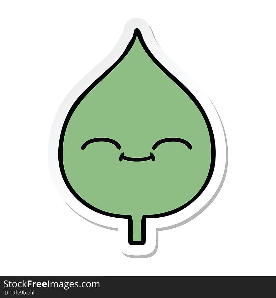 Sticker Of A Cute Cartoon Expressional Leaf