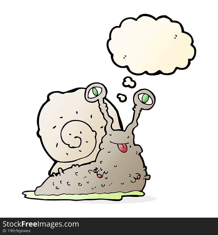 cartoon gross slug with thought bubble