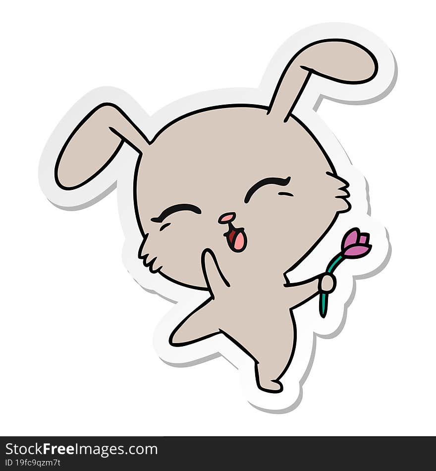 sticker cartoon of cute kawaii bunny