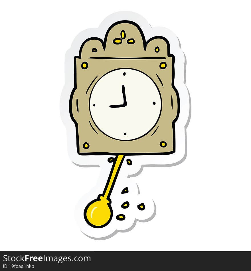 Sticker Of A Cartoon Ticking Clock