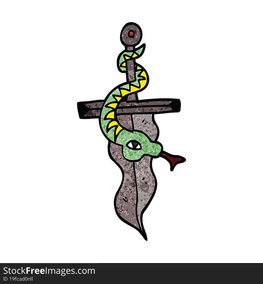 cartoon doodle tattoo dagger symbol