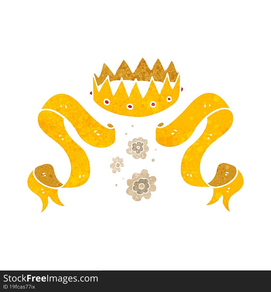 retro cartoon crown and scroll