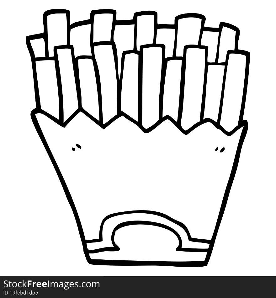 Line Drawing Cartoon French Fries