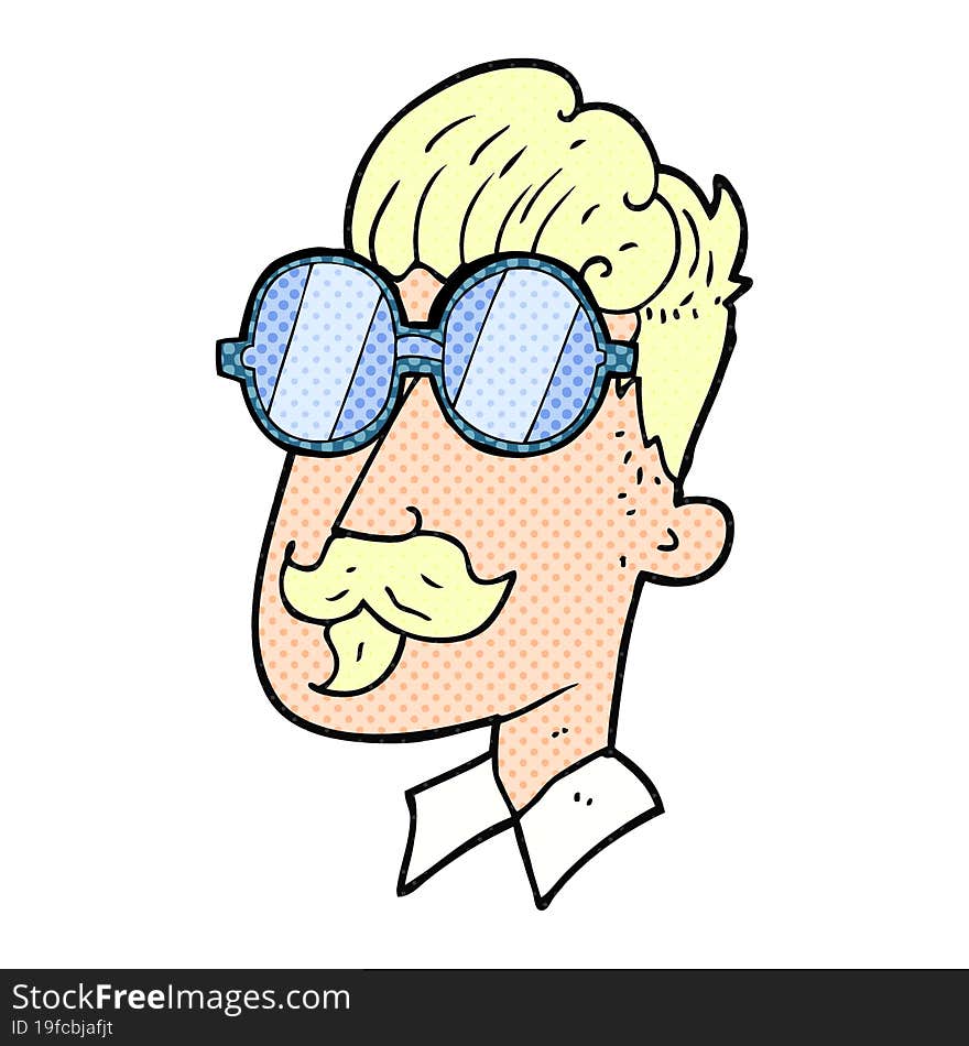 Cartoon Man With Mustache And Spectacles