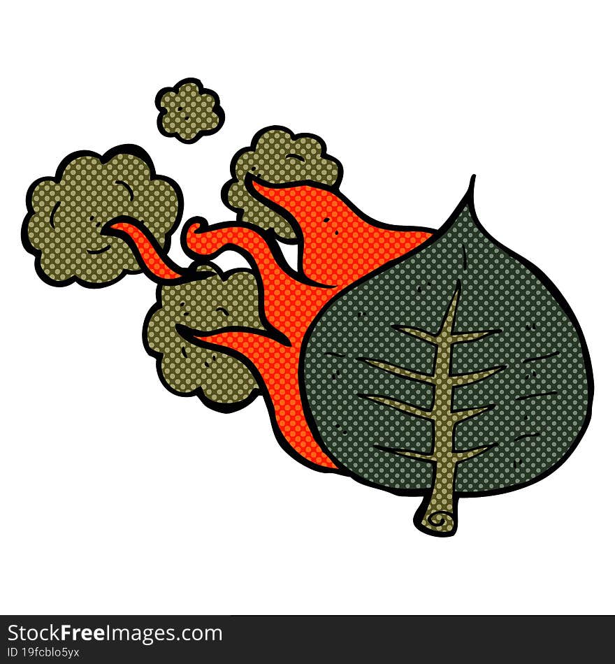 Cartoon Burning Leaf