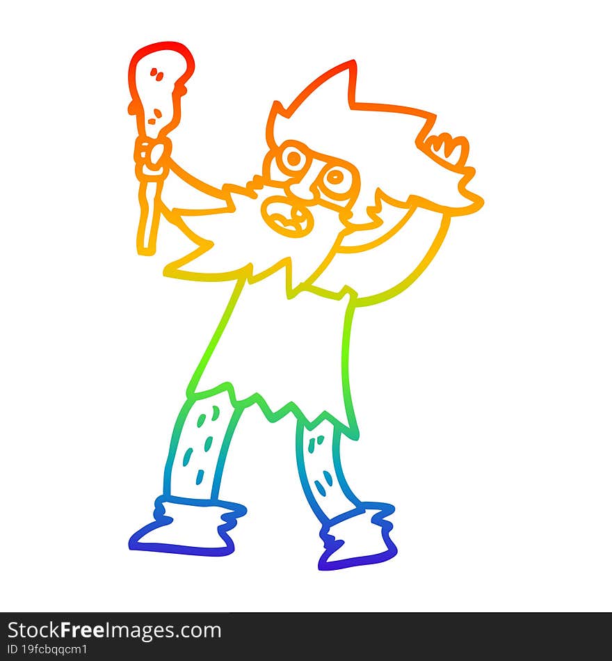 rainbow gradient line drawing cartoon cave man