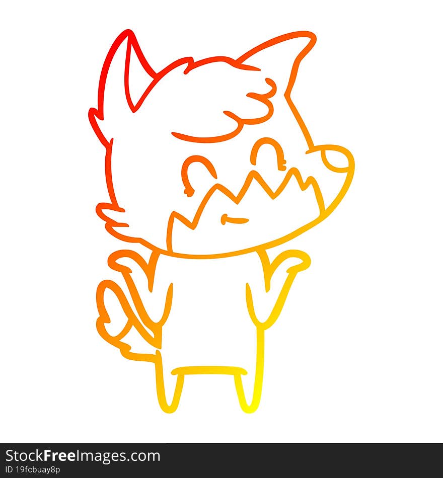 warm gradient line drawing cartoon friendly fox