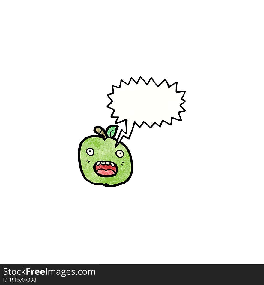 funny cartoon apple with speech bubble