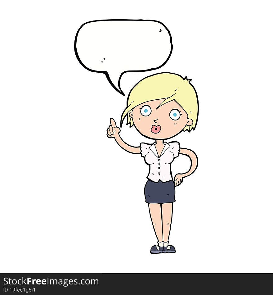 cartoon pretty woman with idea with speech bubble