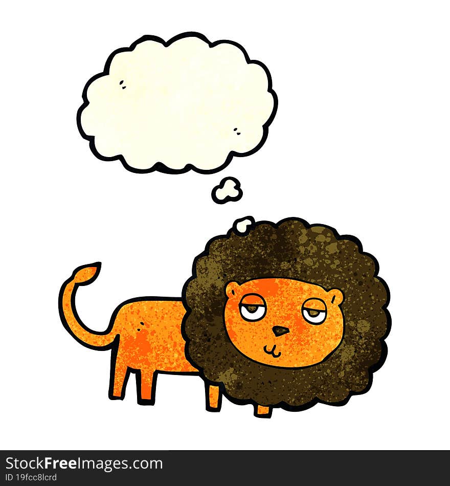 cartoon lion with thought bubble