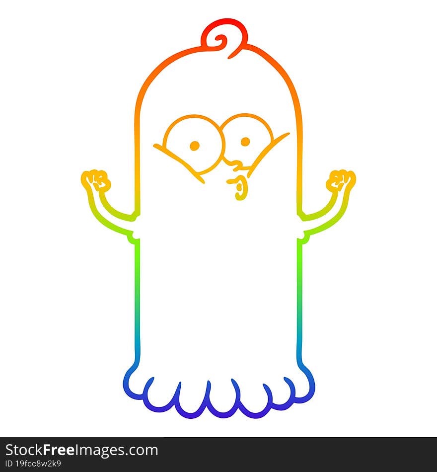 rainbow gradient line drawing cartoon ghost