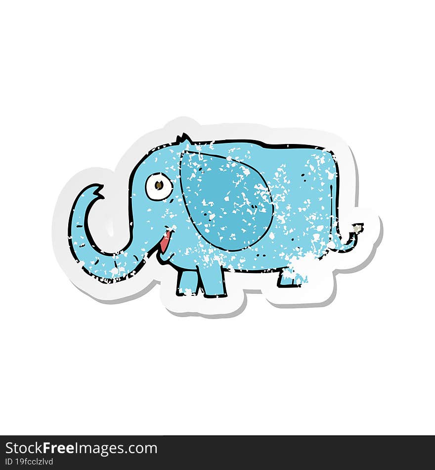 retro distressed sticker of a cartoon baby elephant