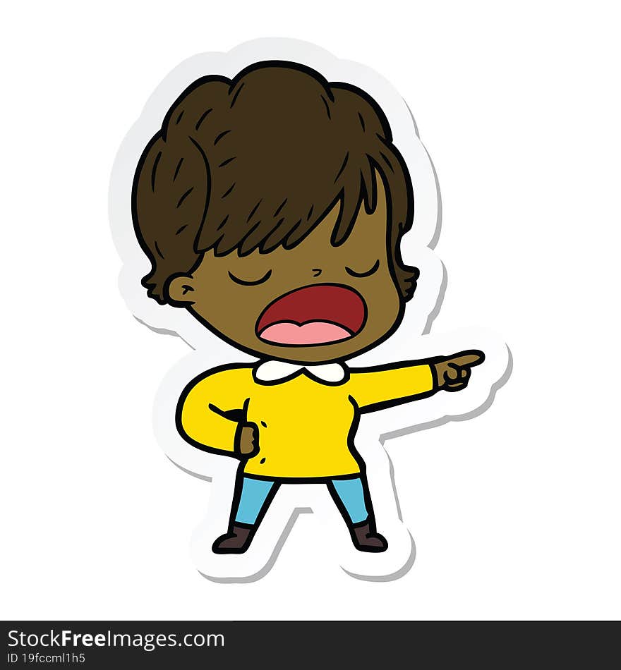 Sticker Of A Cartoon Woman Talking