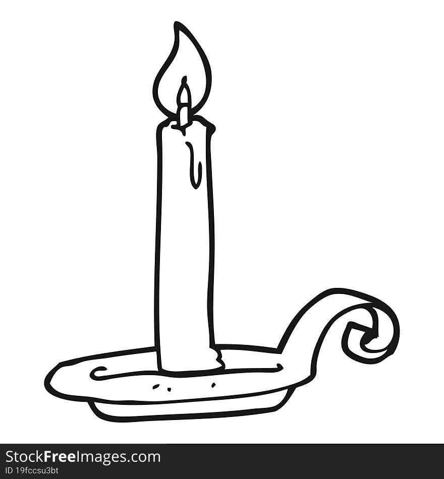 Black And White Cartoon Candle Burning