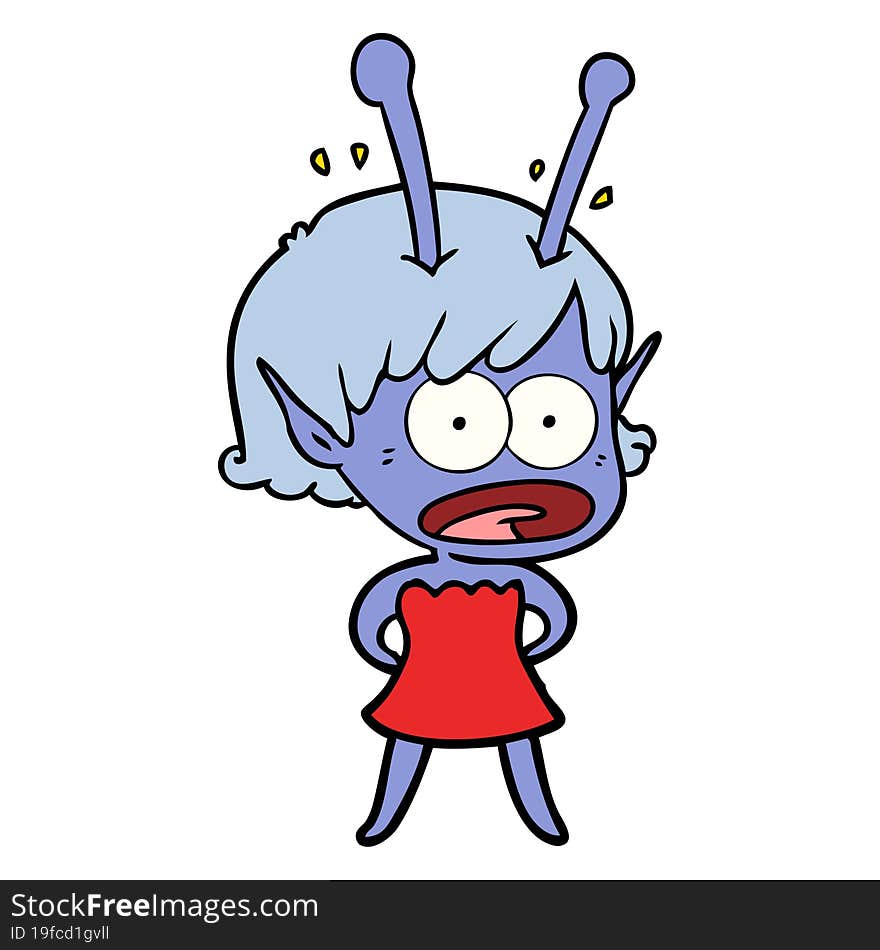 cartoon shocked alien girl. cartoon shocked alien girl