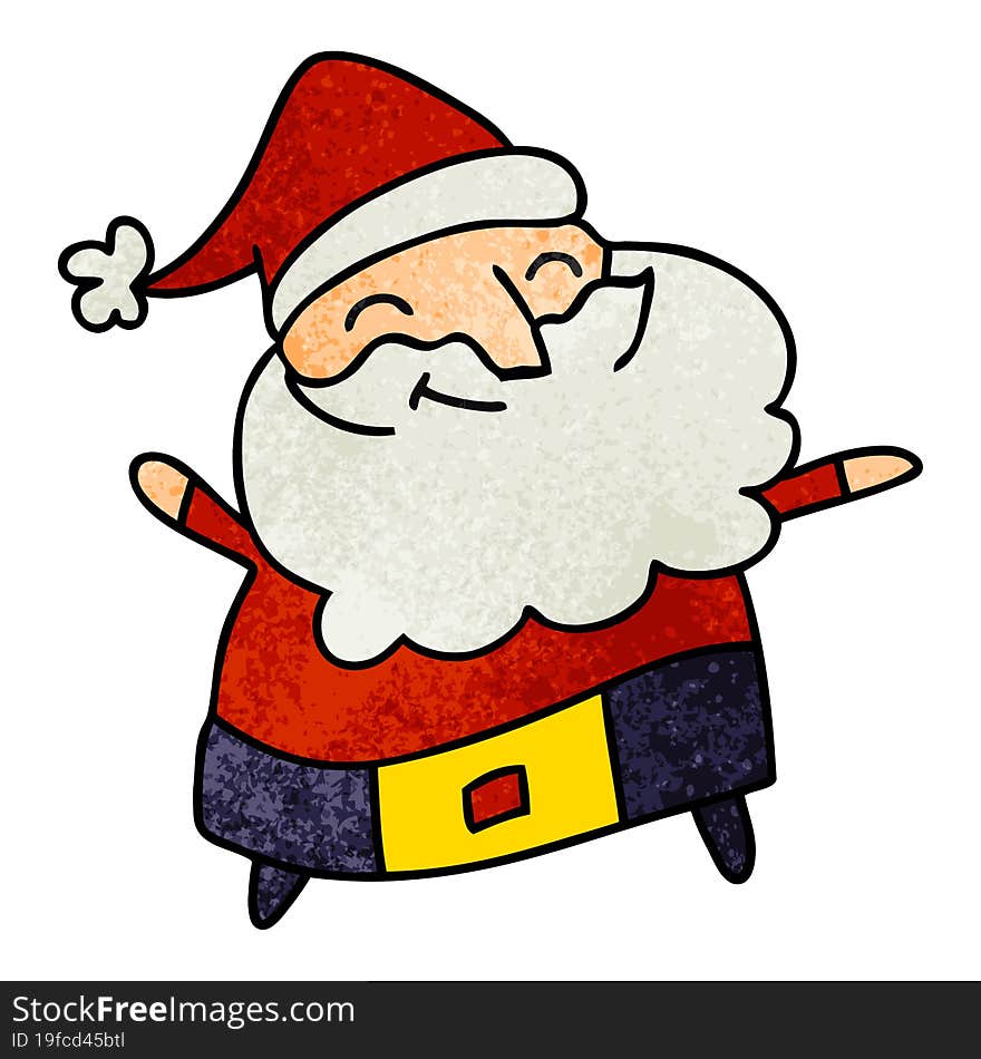 textured cartoon of a jolly father christmas