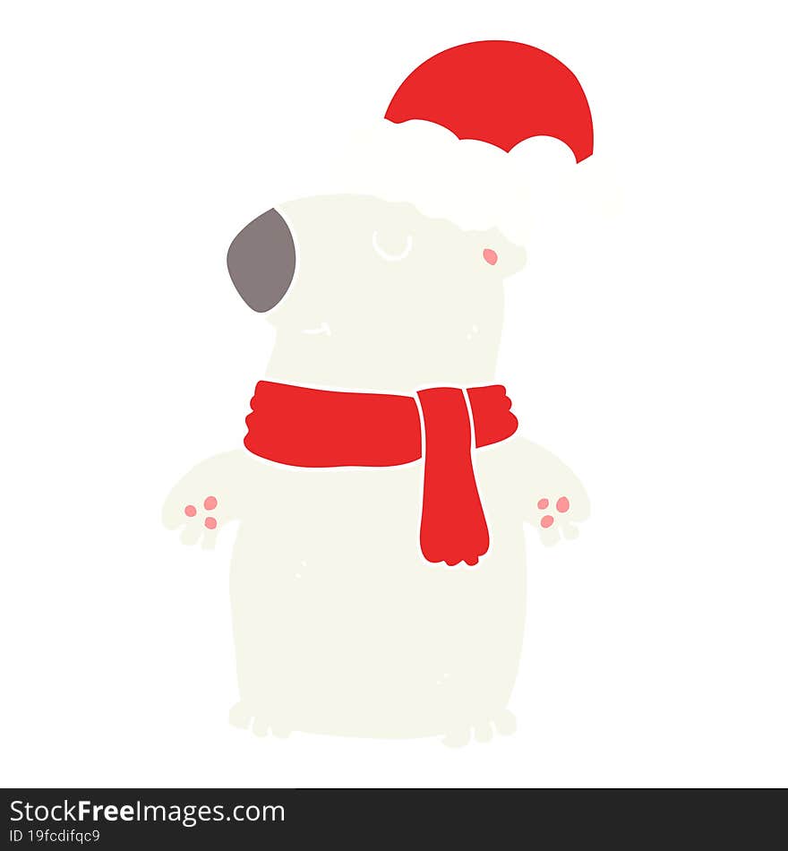 cute flat color style cartoon christmas bear