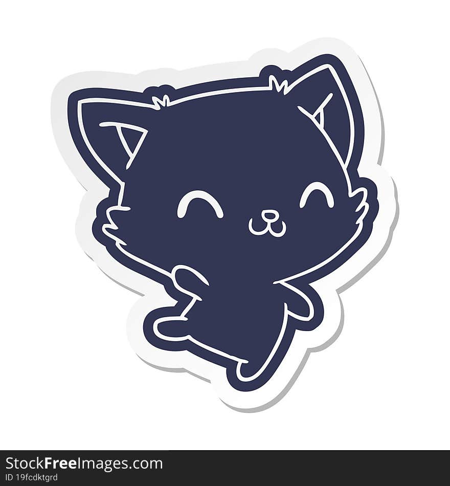 cartoon sticker of cute kawaii cat