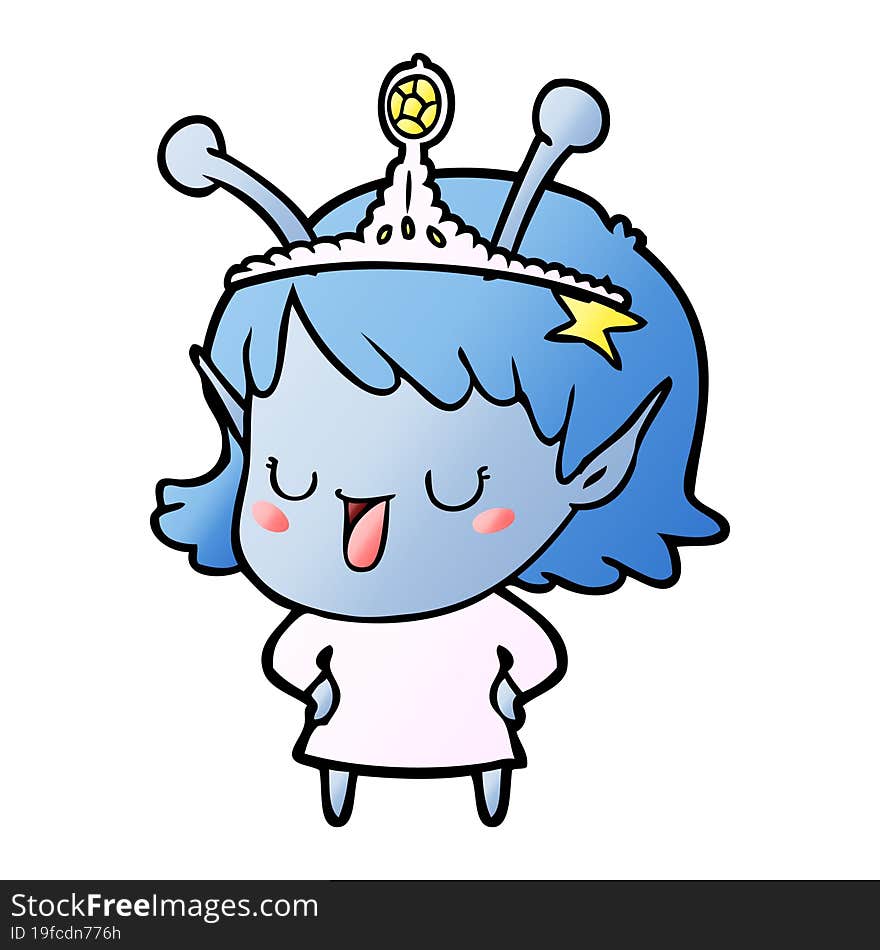 happy alien princess cartoon. happy alien princess cartoon