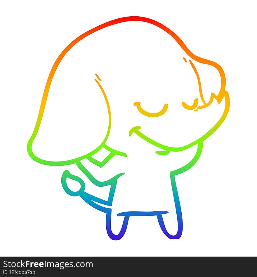 rainbow gradient line drawing cartoon smiling elephant