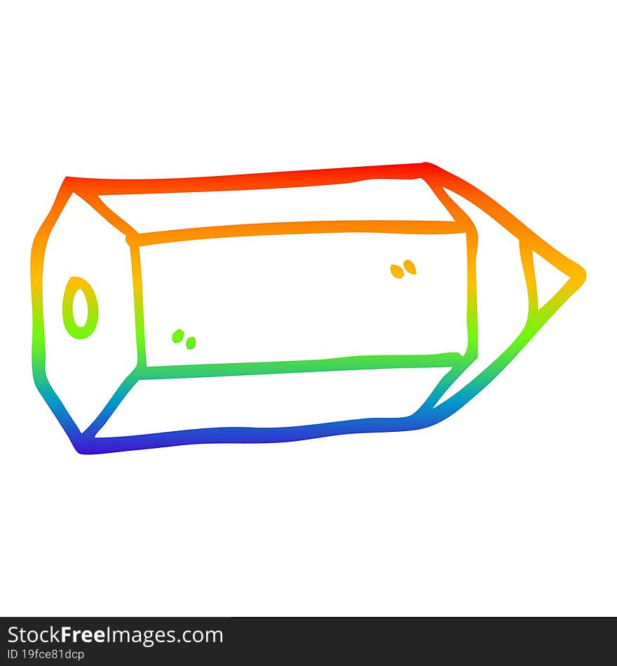 rainbow gradient line drawing of a cartoon colored pencil