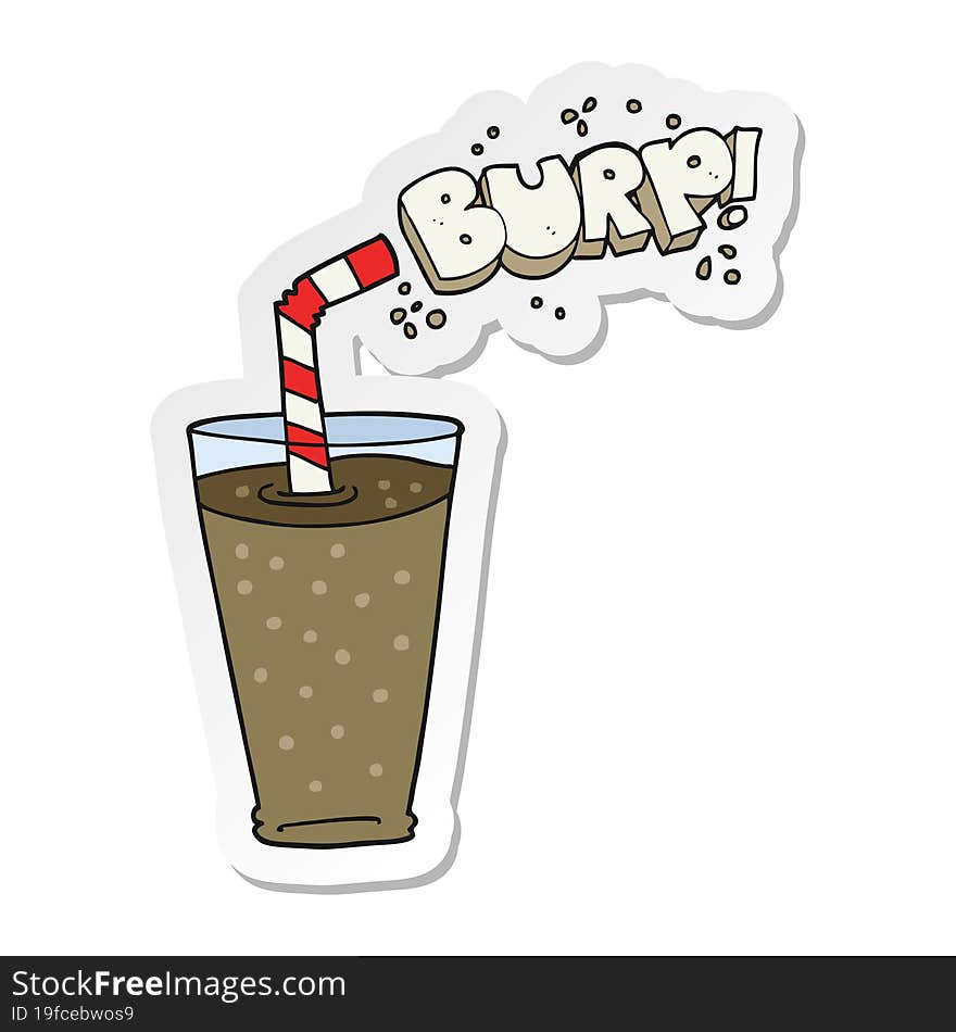 sticker of a cartoon fizzy drink in glass