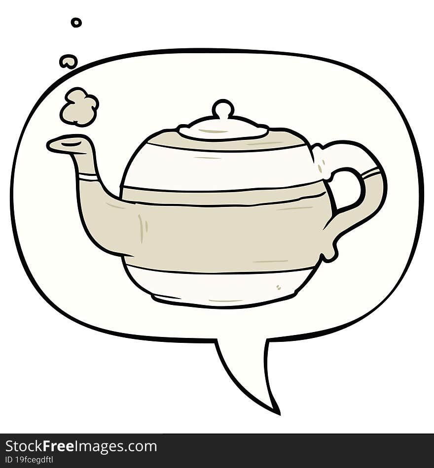 cartoon tea pot and speech bubble