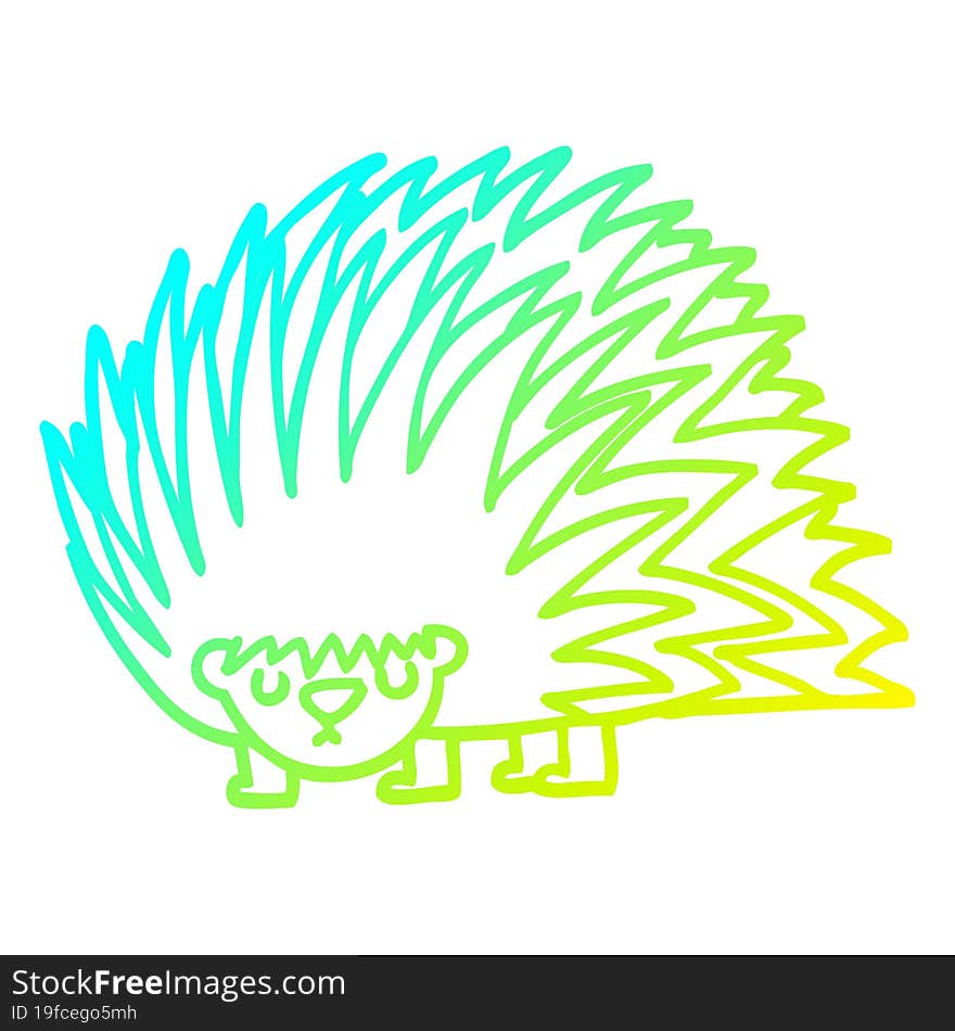 Cold Gradient Line Drawing Cartoon Spiky Hedgehog