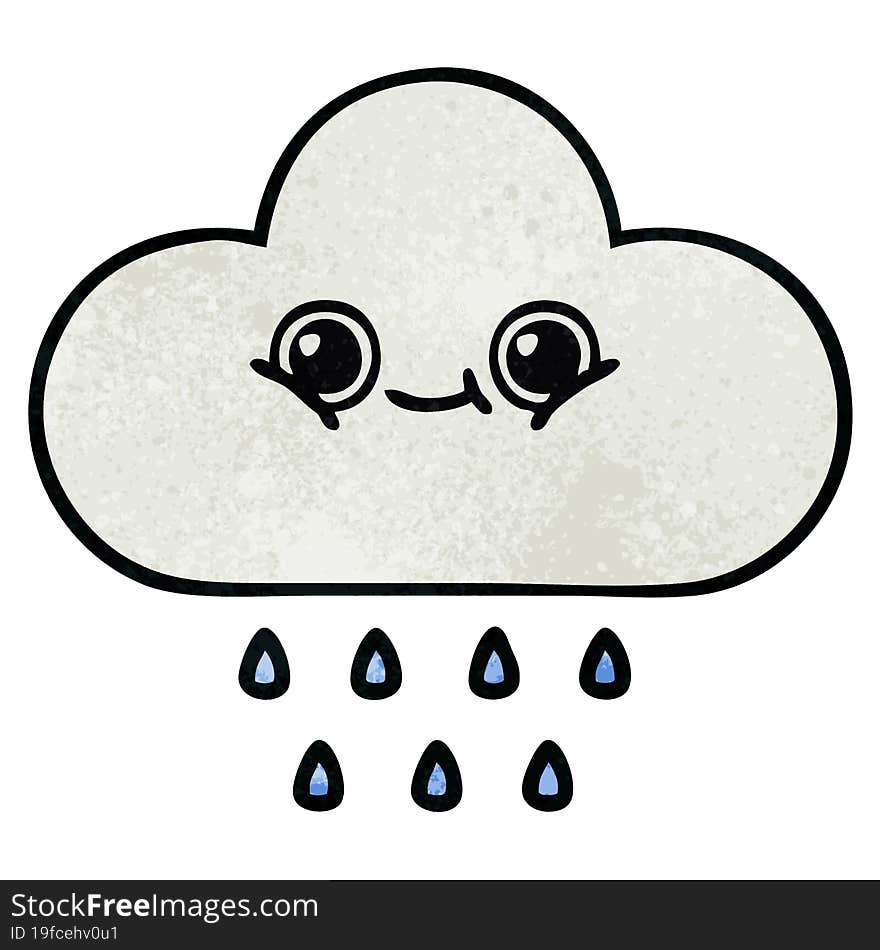 retro grunge texture cartoon rain cloud