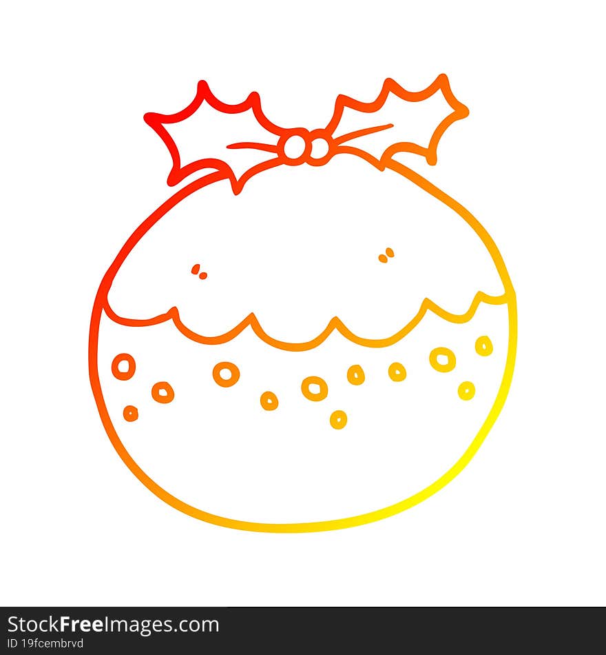 warm gradient line drawing cartoon christmas pudding