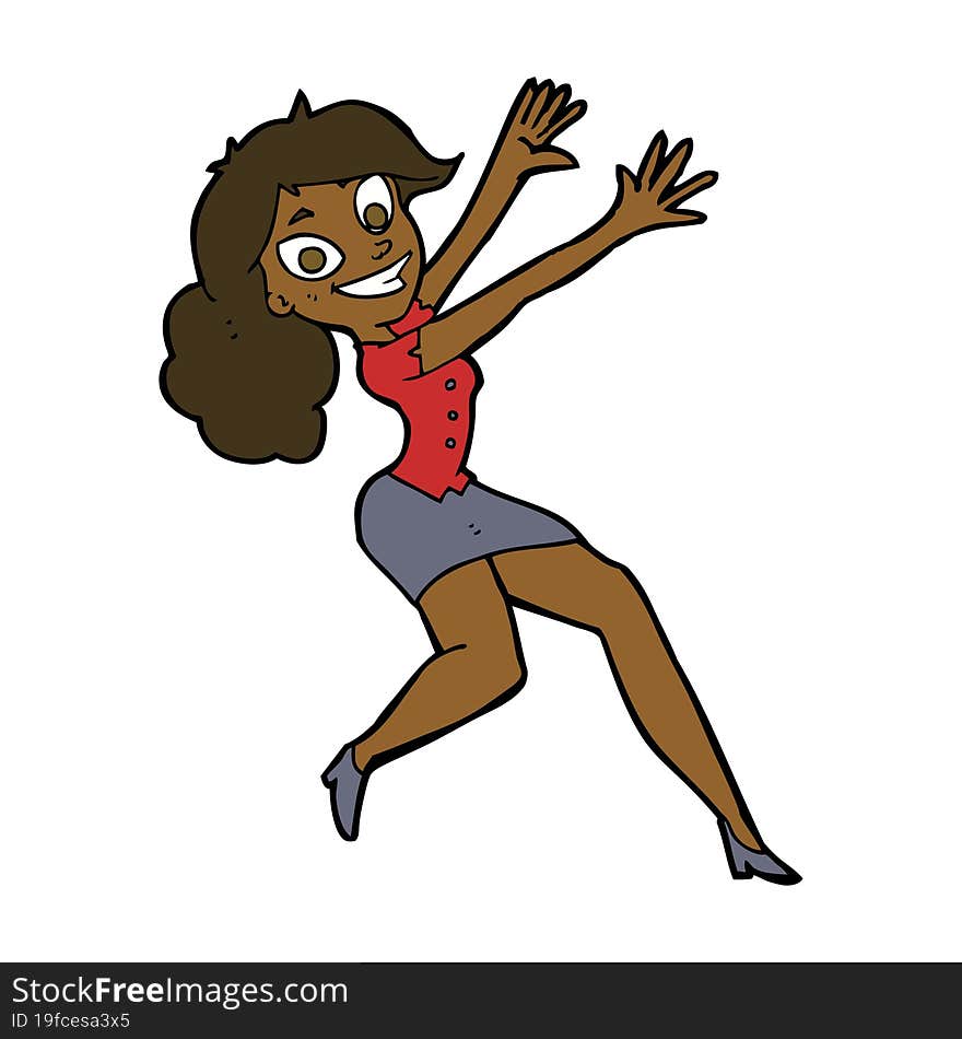 Cartoon Happy Woman Jumping