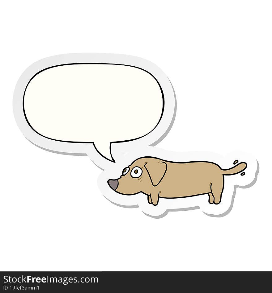 Cartoon Little Dog And Speech Bubble Sticker