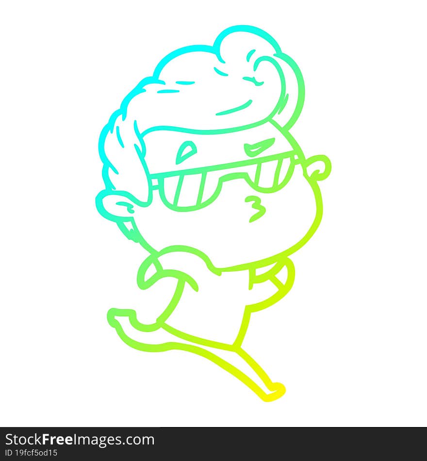 Cold Gradient Line Drawing Cartoon Cool Guy