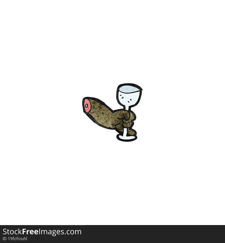 cartoon arm holding wine glass