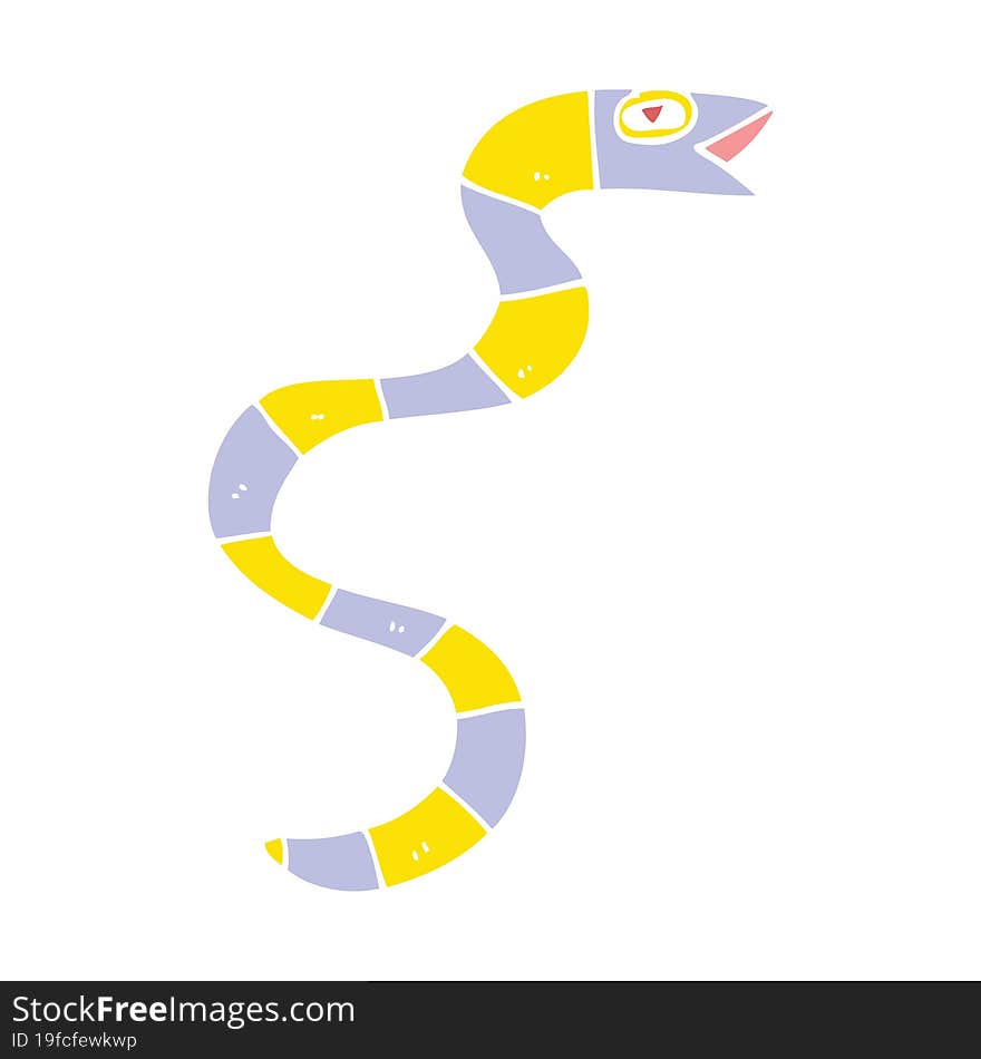 hissing flat color style cartoon snake