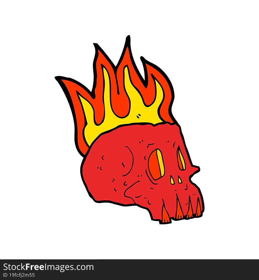 cartoon flaming skull