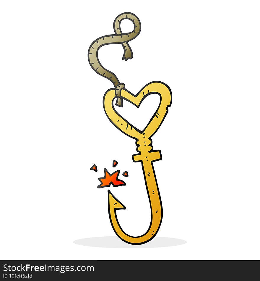 cartoon love heart fish hook