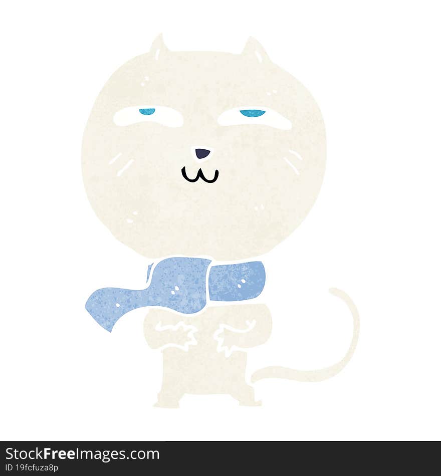 cartoon funny cat wearing scarf