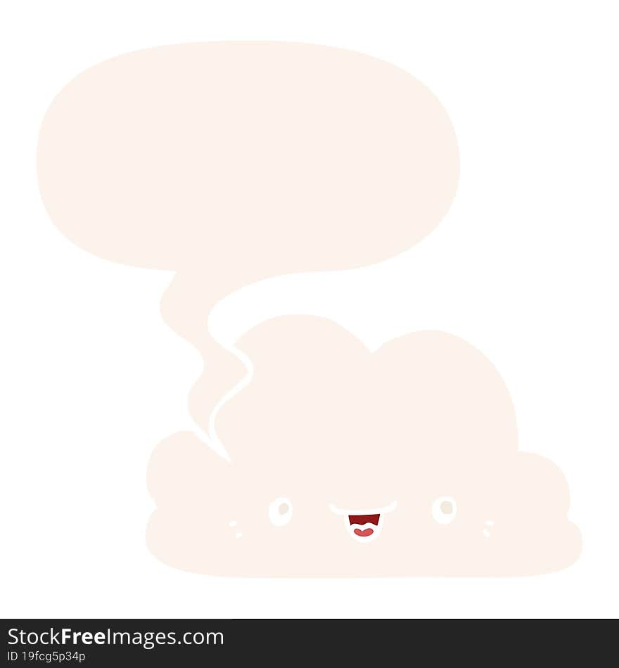 cute cartoon cloud and speech bubble in retro style