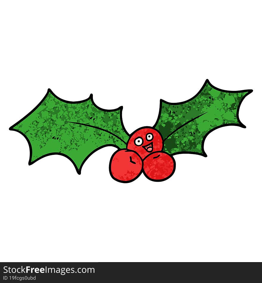 cartoon christmas holly. cartoon christmas holly