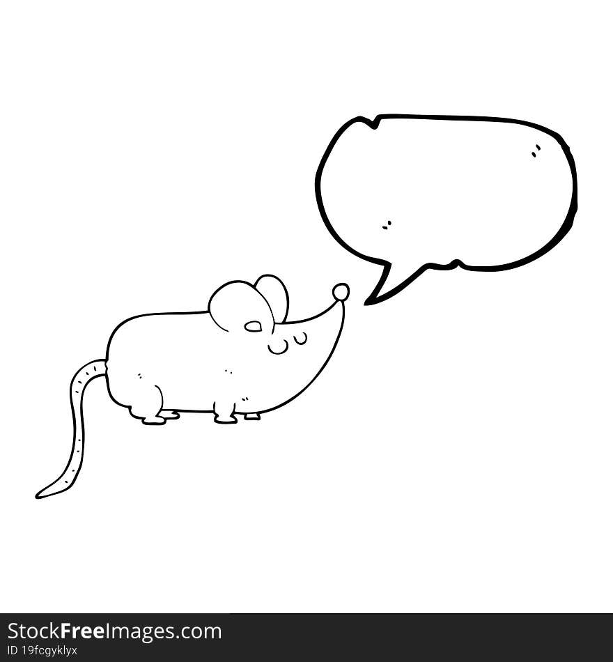 cute freehand drawn speech bubble cartoon mouse. cute freehand drawn speech bubble cartoon mouse