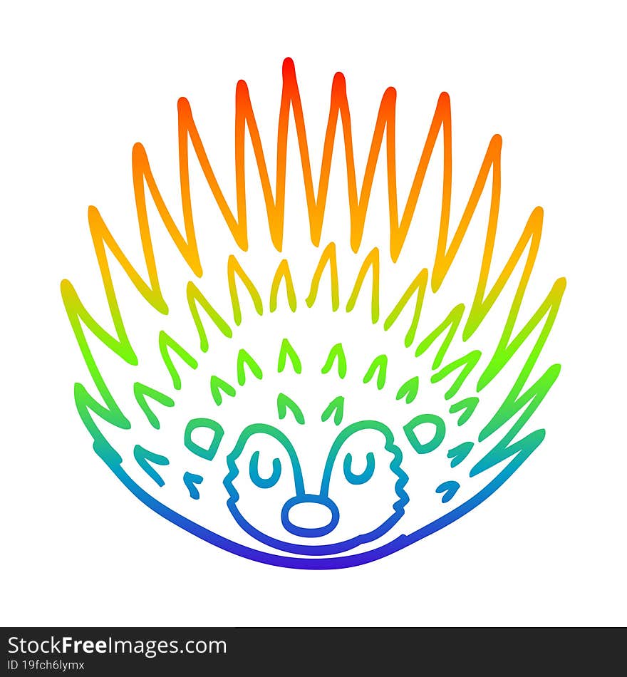 rainbow gradient line drawing cartoon spiky hedgehog