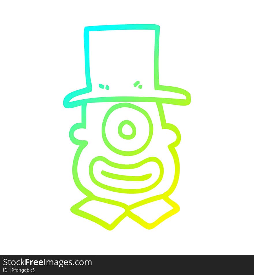 cold gradient line drawing cartoon cyclops in top hat